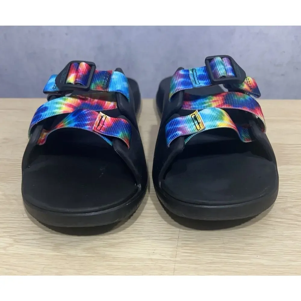 Chaco Chill Black Rainbow Slides Outdoor Sports Summer Woman's Sandals Size 6